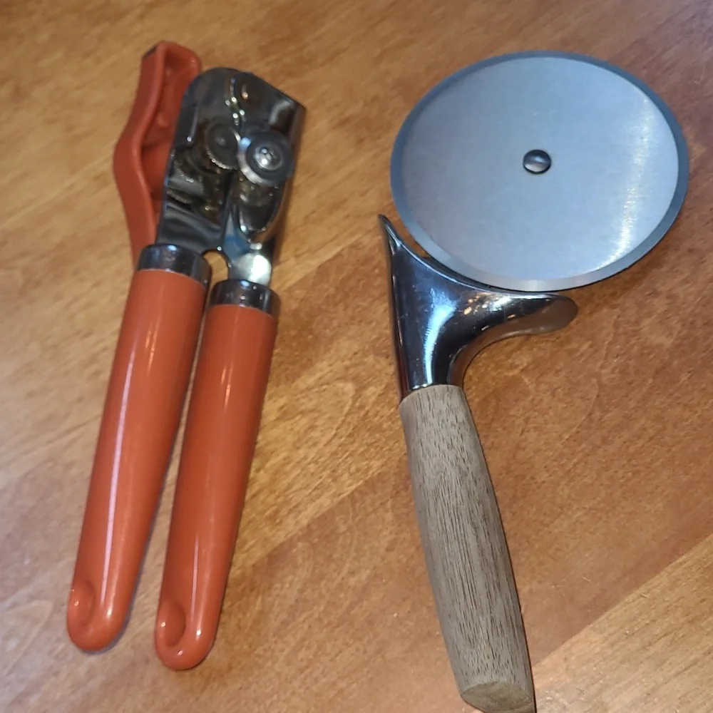 KitchenAid Orange Can Opener & Pizza Cutter with Walnut Handle Bundle! - Picture 2 of 5